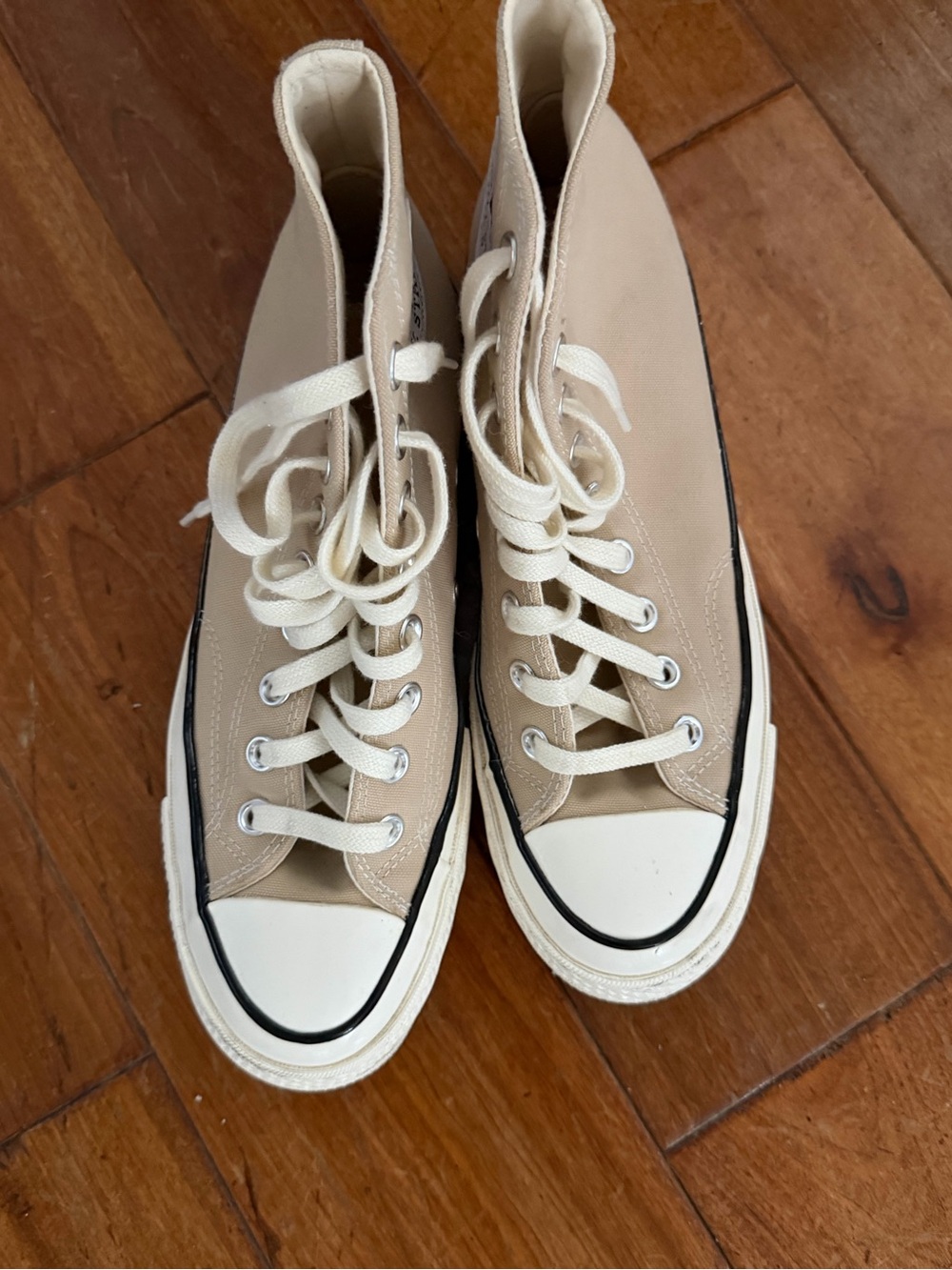 Converse High-Top Sneakers in Beige and White